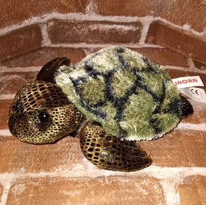 Aurora Shimmer Scale Fabric  Green Sea Turtle Plush Stuffed Animal Toy